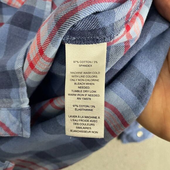 Vineyard Vines Shirt Women 4 Blue Plaid Relaxed Button Front Flannel - Picture 5 of 10